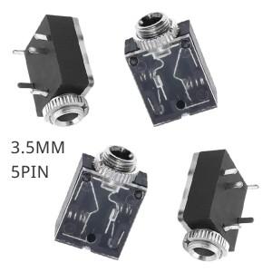 오디오 비디오 여성용 호환 스테레오 소켓 3.5MM 헤드폰 잭 5핀 납땜 패널 마운트