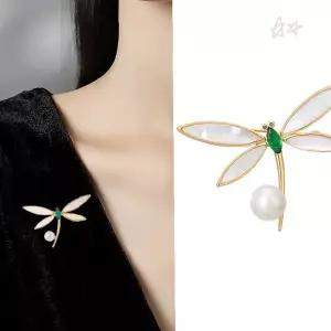 곤충형태 날개펄 담수진주 장식 의상핀 코사지 여성 남성 정장 가디건 스카프