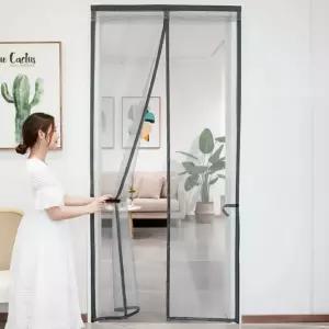 자석 현관 방충망 100x210cm 그레이 자동 닫힘 망사