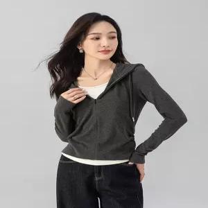 여성니트 가을 페이크 후드 긴팔 레깅스 슬림핏 캐시미어 이너 탑 심쿵직구