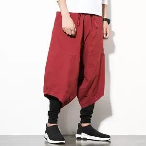 바지 면 남자 하계 심플데일리룩 스타일 마 로우 패션 와이드 퓨어컬러 힙합 캐주얼팬츠 OOTD2