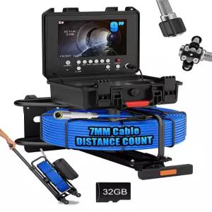 Sonde Meter 카운터가 장착된 하수도 카메라 셀프 레벨링 512Hz 165피트/50m 9인치 1080P HD 모니터가 배수