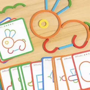 아이 창의력 교육 스틱 블럭 세트 나무 블럭 퍼즐 게임 블록 쌓기 원목 교구