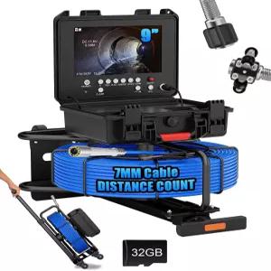 하수구 카메라 셀프 레벨링 9인치 512Hz Sonde Meter Counter 포함 7MM 케이블 100피트 배수 검사 12개의