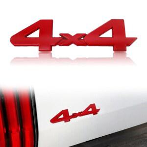 유니버설 4X4 엠블럼 배지 3D 로고, 토요타 4Run, Tac, Tun SUV 트럭 픽업 모델과 호환되는 풀 커버리지 교체, 메탈 매트 블랙 로고 트렁크 배지(빨간색)