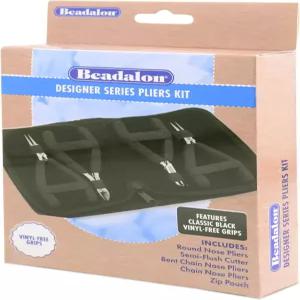 비달론 디자이너 시리즈 플라이어 키트 검은색 비닐 프리 그립 체인 노즈 구부러진 둥근 세미 플러시 커터