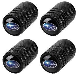 스바루 어센션용 타이어 밸브 스템 캡 BRZ 크로스트렉 포레스터 임프레자 레거시 아웃백 WRX STI XV 메탈 카 휠 에어 자동 액세서리 4개 블랙