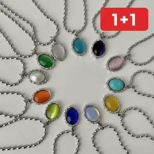 탄생석 팬던트 목걸이 원석 체인 군번줄 클로버 여성