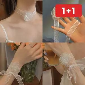 리본 초커 목걸이 웨딩 레이스 포인트 여성 벨벳 목