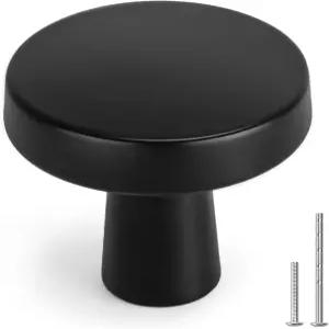 홈디 5팩 블랙 캐비닛 노브 원형 매트 주방 손잡이 서랍 책상 찬장용 아연 합금 금속 하드웨어