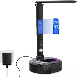 루미차지-III 스마트 LED 탁상용 램프 - 무선 충전기가 있는 테이블 USB 충전 포트 조절 가능한 팔 밝기