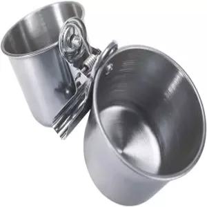 스탠딩 퍼치에 클램프 마운트가 장착된 새 모이통 컵 음식과 물을 위한 스테인리스 스틸 2개 할린퍼의 올