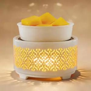 왁스 멜트 버너 세라믹 전기 4-in-1 캔들 워머 램프 7색 LED 라이트 프래그런스 오일 향이 나는 병 홈