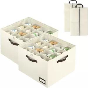 옷장용 OIAHOMY 2팩 신발 정리함 칸막이와 강화 손잡이가 있는 대형 접이식 보관함 각 투명 커버 스니커즈