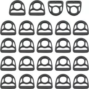 ZZLZX 24PCS 조절 벨트 백팩 D 가방 삼각 플라스틱 서클 버클 25mm/1인치 공예 블랙 웨빙 후크 하프 리본