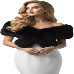 Laexepel Long 여성용 인조 모피 칼라 스카프 랩 추운 겨울 따뜻한 스톨 숄 어깨 넥 워머