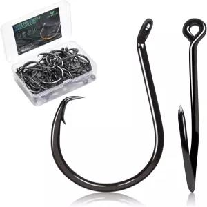 무거운 메기 갈고리 문어 50/104개 4배 안전한 대형 블랙 크기 원형 강한 포인트 낚시 CWSDXM 니켈 바닷물