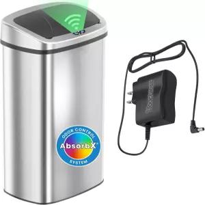 뚜껑과 AC 어댑터가 있는 iTouchless 91리터/24갤런 센서 2.0 주방 쓰레기통 상업용 등급 자동 스테인리스