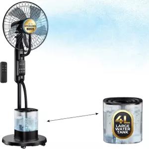 미스트 팬 2026년 업그레이드된 4L 대형 물탱크 미스터 쿨링 5단 3모드 스탠딩 리모컨이 있는 바닥 침실