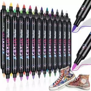 듀엘망 48색 아크릴 페인트 펜 24팩 듀얼 톤 마커 록 페인팅 더블 브러시 팁 크리스마스 장식용 달걀 나무