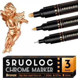 SRUOLOC 3PCS 리퀴드 크롬 페인트 마커 오일 기반 영구 메이커 광택 미러 수리 모형 페인팅 DIY 아트