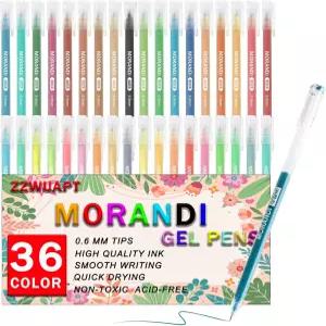 ZZWUAPT 모란디 젤 펜 성인 컬러링북용 36가지 세트 블랙 페이퍼 낙서 스크랩북 스케치 저널링