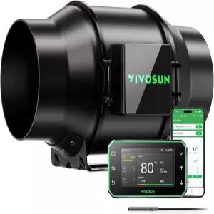 VIVOSUN G6 6인치 인라인 덕트 팬 및 온도 습도 조절기 E42A WiFi 앱 컨트롤 에어로제쉬 성장 텐트 스마트