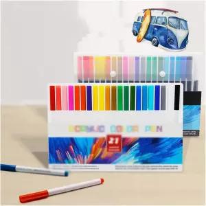 YWMLFZ 컬러 아크릴 페인트 마커 펜 세라믹 바위 유리 도자기 머그 나무 천 캔버스 금속 영구 아트 페인팅