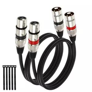 Xyaudio 밸런스 XLR 케이블 3피트 2팩 3핀 남성 대 여성 마이크 스피커 또는 PA 시스템용 PVC 재킷