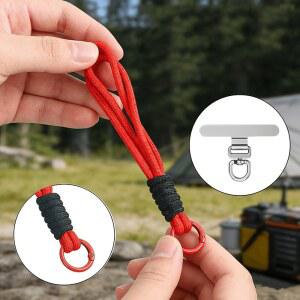 1개 나일론 짧은 휴대폰 끈 & 스테인리스 가스켓 클립 탈부착 가능한 핸드 코드 분실 방지 로프 (아이폰/삼성/화웨이용)