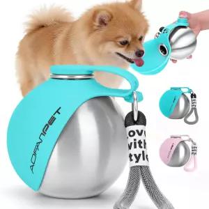 AOFANPET 휴대용 반려견 물병 10온스 스테인리스 스틸 여행용 보울 노스필 강아지 포함 작은