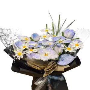 모루꽃다발키트 취미 선물 모루꽃다발만들기 철사 기념일 완제품 스틱 마카롱 핸드헬드 대형