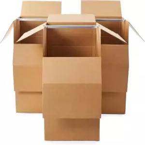 바가 있는 아마존 베이직 옷장 의류 무빙 박스 - 24 x 40 3팩 브라운