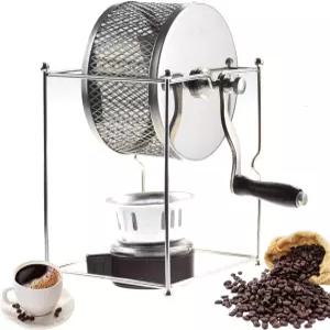 수동 커피 원두 로스터 스테인리스 스틸 가정용 컴팩트 디자인 고른 난방 손잡이 사용이 간편하며 애호가와