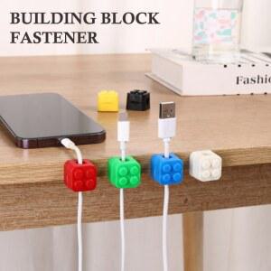 컬러 블록 접착식 자석 코드 클립, 사무실 책상용 케이블 정리기 6개