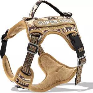 전술 개 하네스 부드러운 손잡이가 있는 당김 조절식 반사 서비스 카모 조끼로 작업 훈련을 쉽게 제어할 수