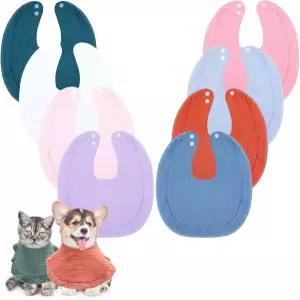 샤일린 8개 모슬린 코튼 스퀘어 반다나 리버서블 펫 비브 스카프 반려동물 소형 및 중형 강아지 고양이를