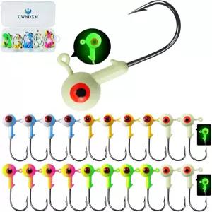 CWSDXM 낚시 지그 헤드 다양한 크기의 둥근 페인트 볼 후크 월리 베이스 송어 크래피 담수 1/2온스 3/8온스
