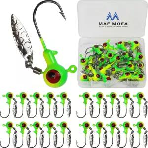 MAFIMOEA 20/30개의 언더스핀 지그 헤드와 스피너 낚시 후크 세트 크레이피 모음 소금물 담수 농어 크래피