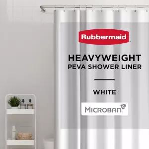 러버메이드 화이트 샤워 커튼 라이너 욕실용 방수 헤비급 PEVA 자석 및 방청 블랙 그로밋 70x72 표준