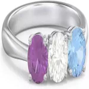 JULR 래디언트 트리니티 링 - 맞춤형 개인 솔리드 골드 10 000 14 또는 스털링 실버 3석 탄생석 패밀리