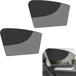 leechio 2 PCS 자동차 측면 창문 그늘막 이중 레이어 햇빛 흡착 프라이버시 커버 자외선 차단 앞 뒷좌석