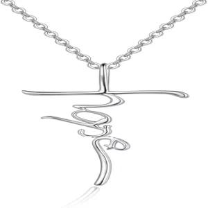 여성용 프라모스 페이스 크로스 목걸이 925 스털링 실버 펜던트 탄생석 초기 기독교 종교 확인 세례 선물