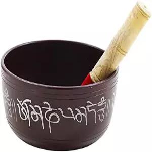 핸드 페인팅 메탈 티베트 노래 그릇 세트 - 나무 막대기 망치와 함께하는 대형 7인치 악기 명상 요가와