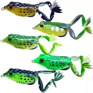 HENGJIA 개구리 낚시 미끼로 농어 무초 탑 물개구리 완벽한 실물 같은 표면 소금물/담수 송어 유인합니다