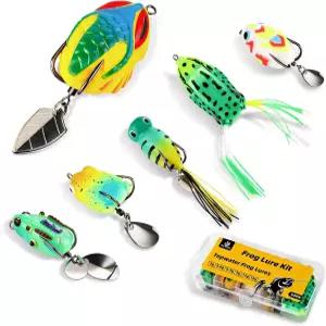 율본 6PCS 개구리 미끼 민물 소금물을 위한 잡초 없는 갈고리가 있는 베이스 트라우트 파이크용 톱워터