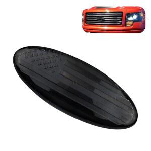 허그윗 9인치 전면 그릴 아메리칸 플래그 엠블럼, 알루미늄 타원형 후면 테일게이트 포드 04-14 F150, 05-07 F250 F350, 11-16 익스플로러, 11-14 엣지, 06-11 레인저(블랙)와 호환 가능