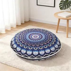 LOVMOC 32인치 원형 바닥 베개 대형 두꺼운 메모리 폼 보호 만다라 명상 시트 쿠션 거실용 세탁기 사용