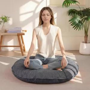 35인치 세탁 가능 바닥 베개 쿠션 명상 초대형 원형 앉기 탈부착 터프트 코듀로이 커버 다다미 거실 또는