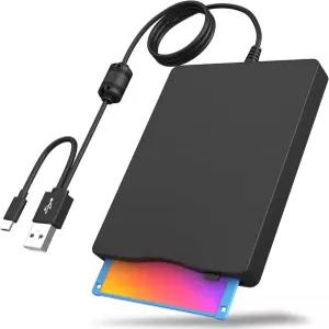 Wbacon 플로피 디스크 리더 USB 타입-C가 장착된 3.5인치 외장 드라이브 노트북 PC용 휴대용 FDD